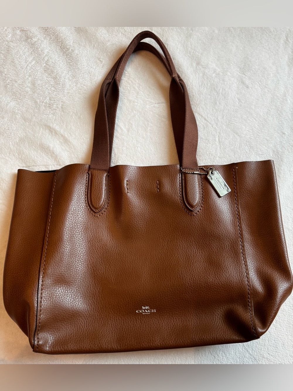Coach Brown Pebbled Leather Tote Bag